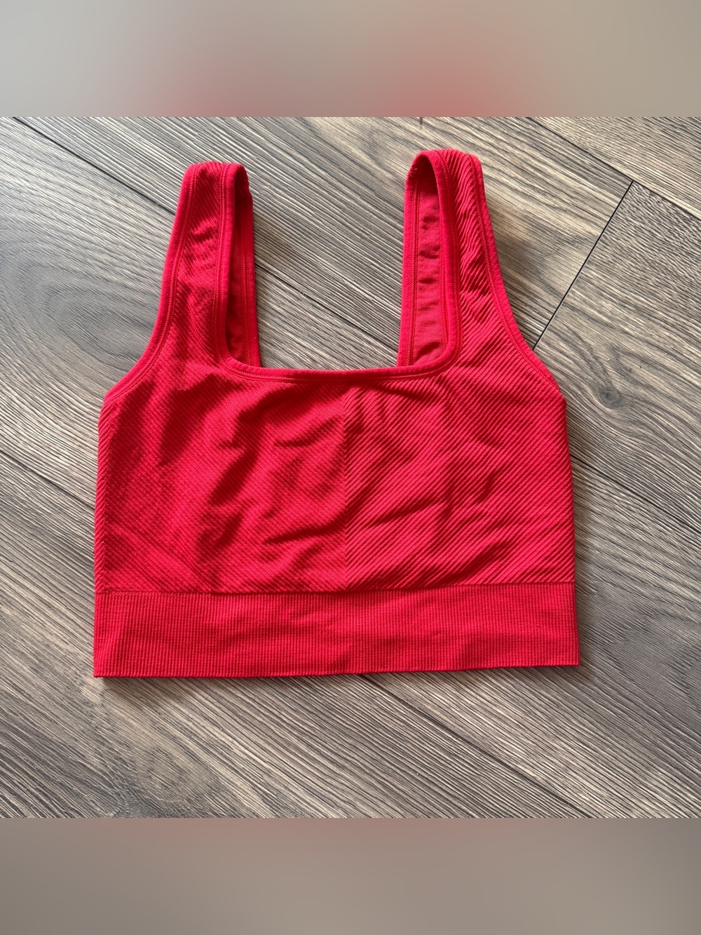 All In Motion Women’s Red Ribbed Square-Neck Bralette
